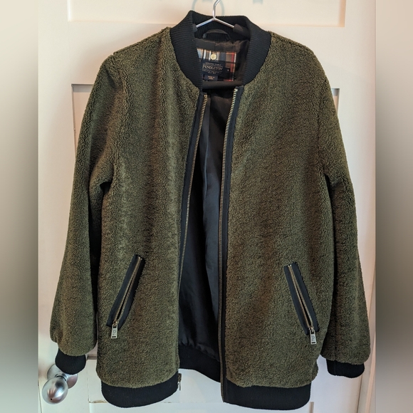 Pendleton Bomber Sherpa Olive Jacket Size S EUC - Picture 2 of 5